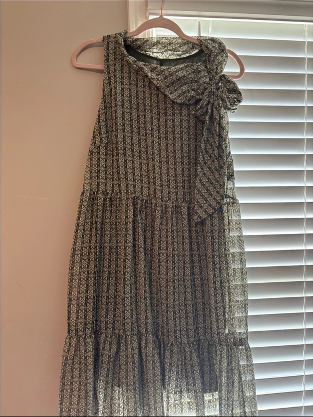 Signature by Robbie Bee Tie-Neck Tiered Dress